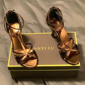 Bronze/Brown Flash Heeled Sandals